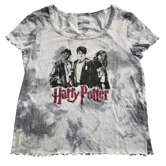 Harry Potter Graphic T-Shirt Tie Dye Top Novelty Tee Cute Ruffle Trim L - Picture 2 of 9
